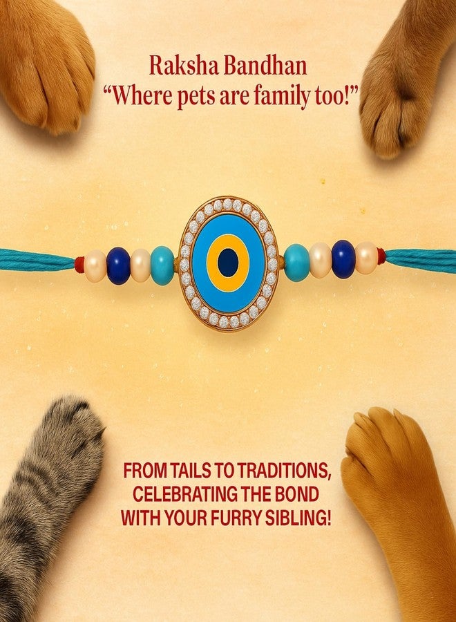 Sage Square Paw Bandhan Evil Eye Rakhi for Dogs, Cats & Small Pets | Celebrate Bonds of Love This Raksha Bandhan | Cute Rakhi with Beads | Gift for Pet Lovers & Furry Companions (Type 9) - Image 5